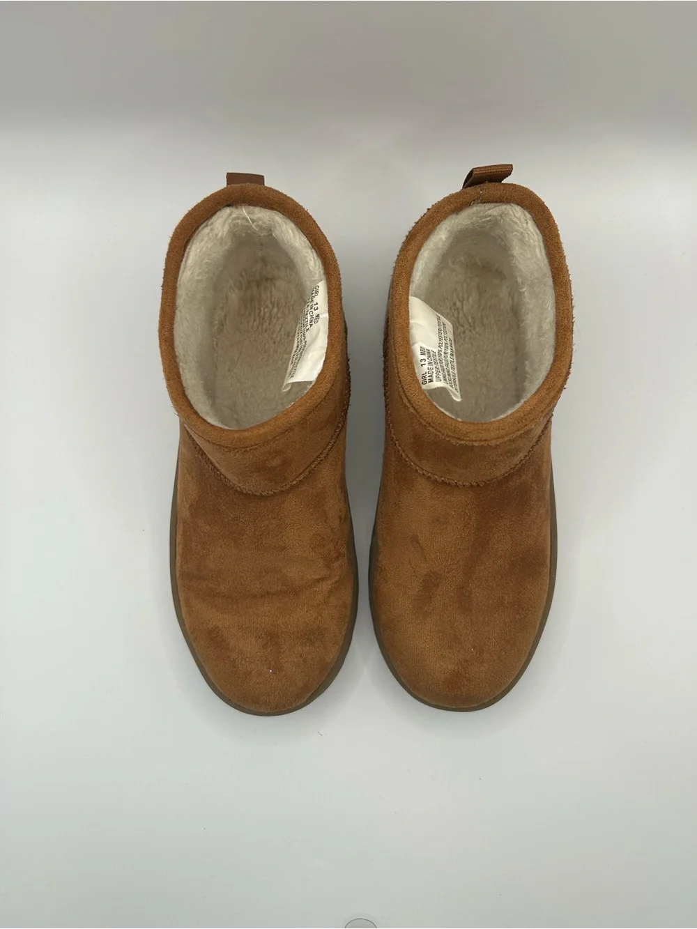 Sonoma Kids Cozy Tan Suede-Look Booties with Sherpa Lining